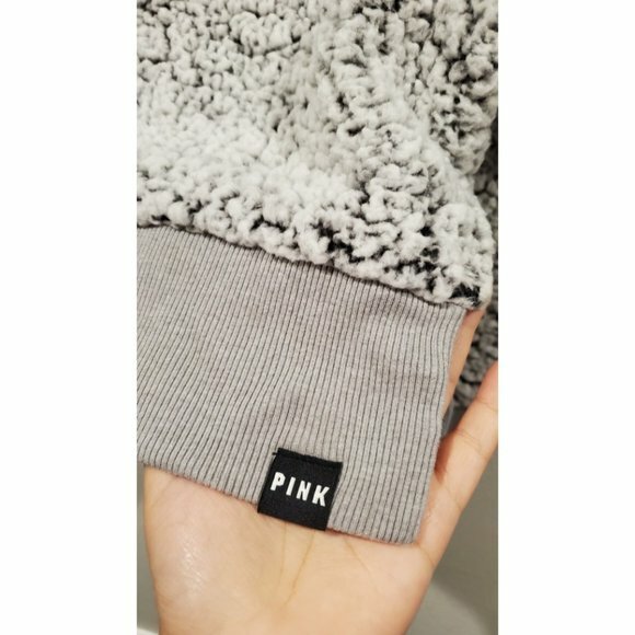 PINK Sharpa Gray Half Zipper Size L