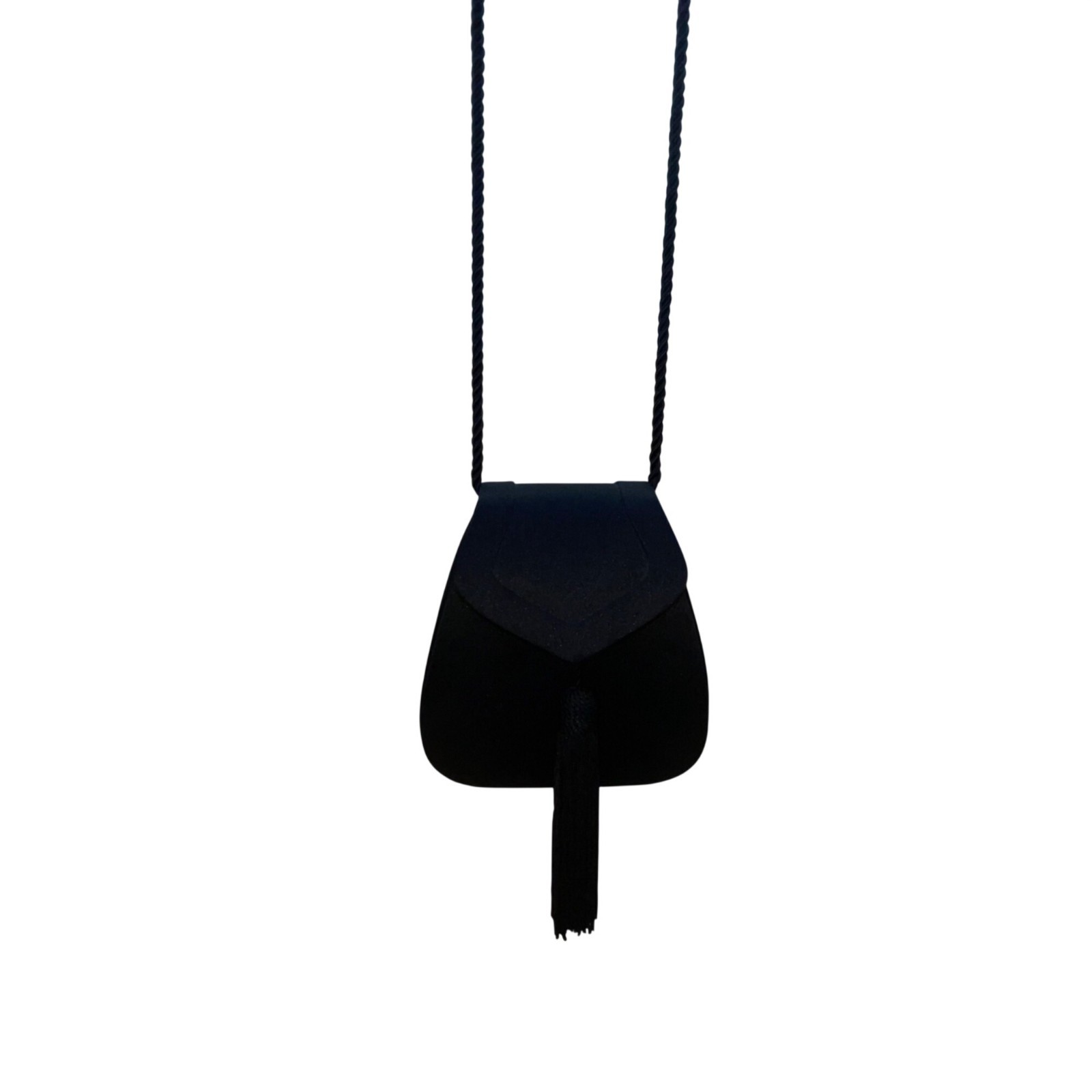 Preview Collection Womens Black Faux Satin Tassel & Braided Strap Crossbody Bag