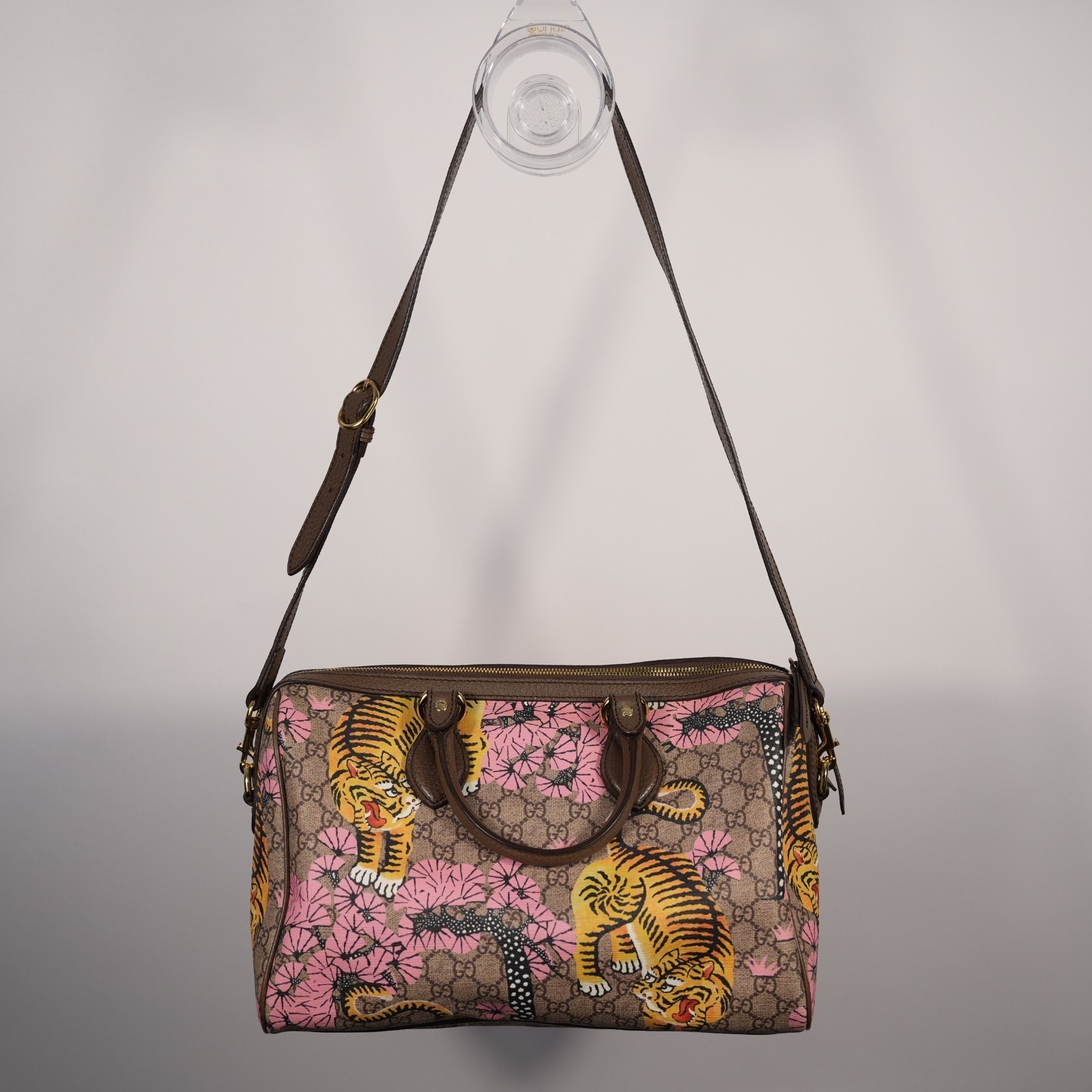 Gucci GG Supreme Monogram Bengal Medium Boston Beige Pink