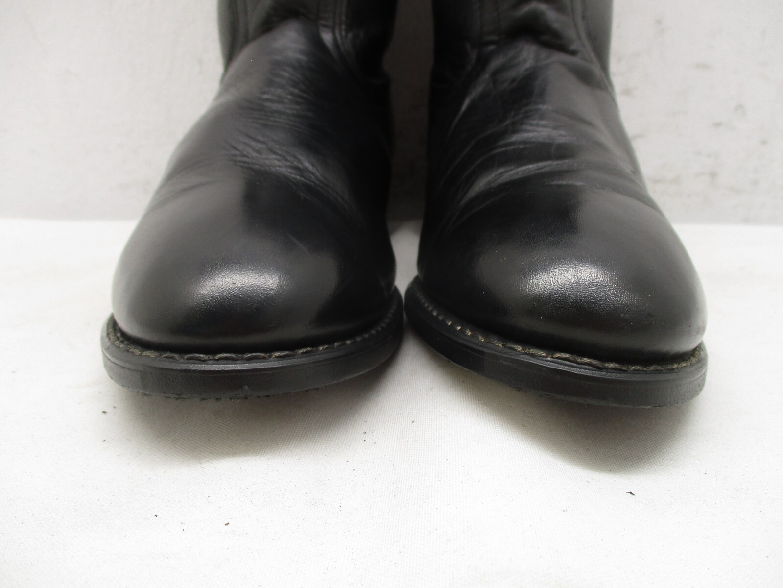 Acme Mens Black Leather Roper Style 15710 Cowboy Western Boots Size 7 D USA