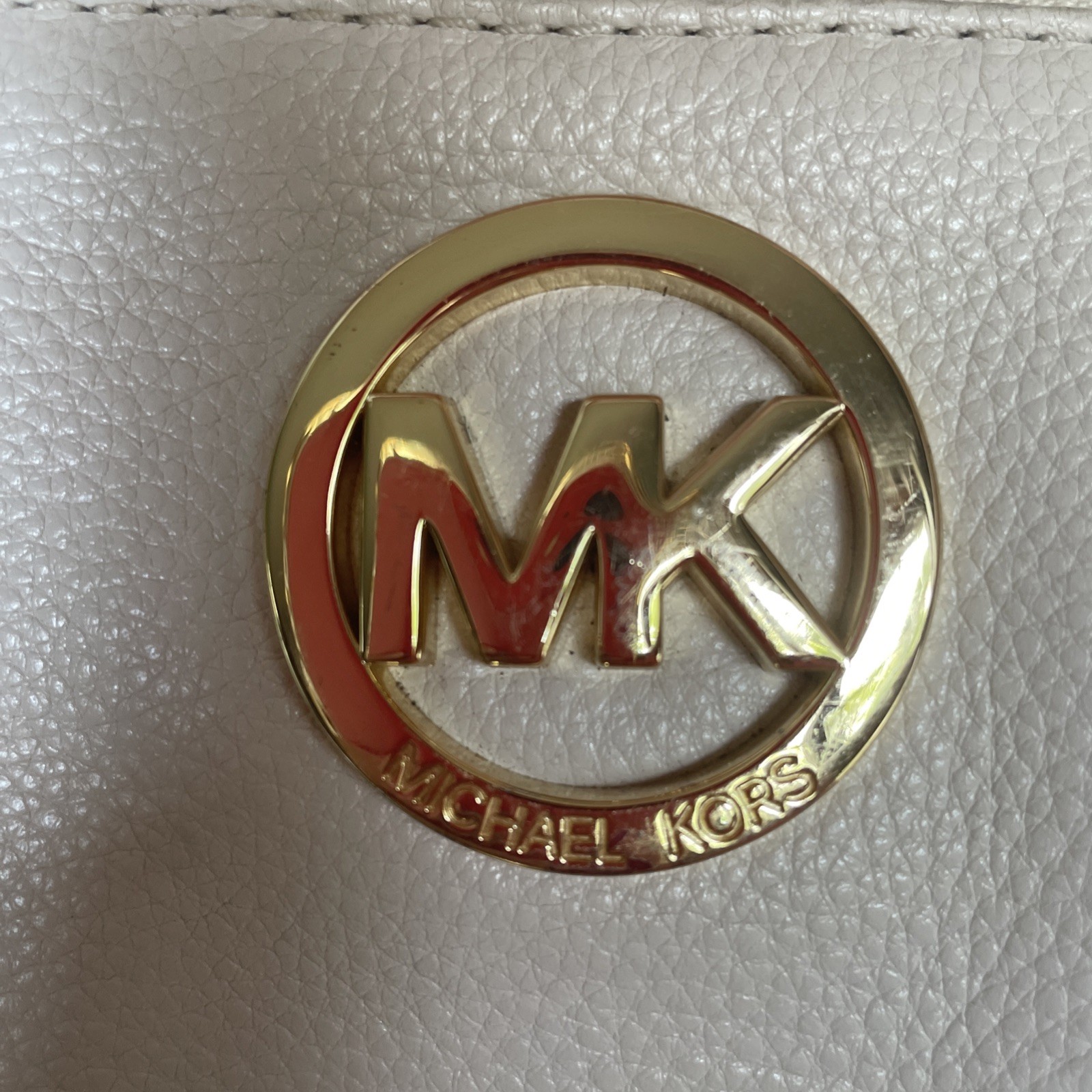 Michael Kors Ivory Large Pebbled Leather Wristlet/Clutch