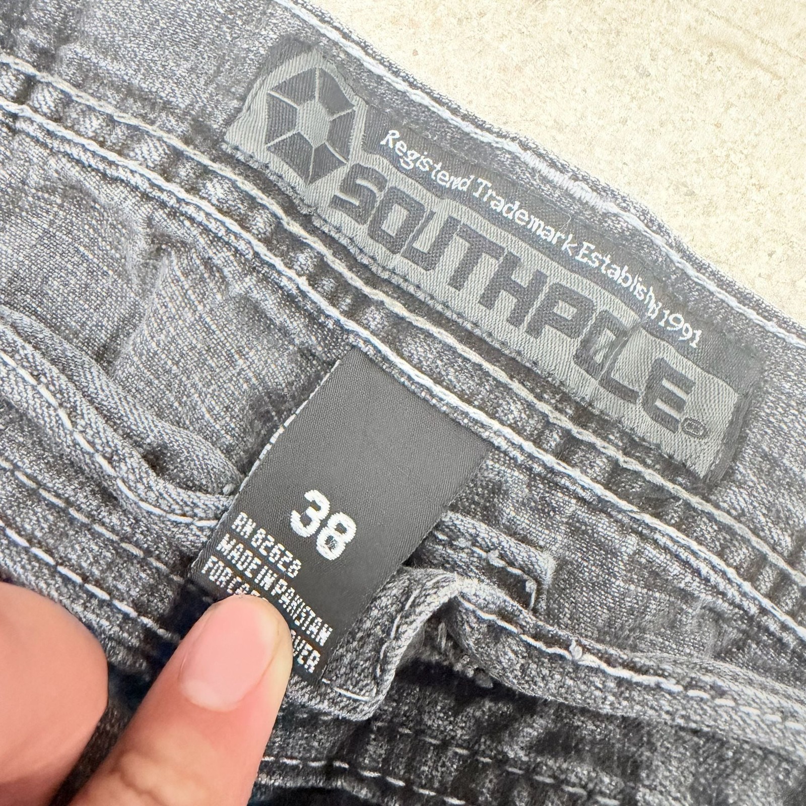 Vintage Southpole Y2K Baggy Wide Leg Faded Black Denim Jeans 38×30