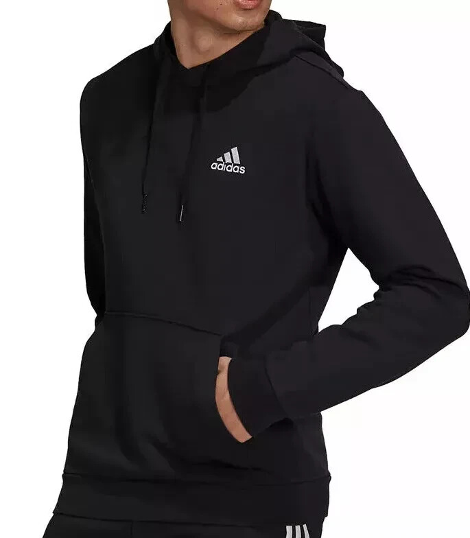 Adidas Men’s Black Feel Cozy Essentials Fleece Pullover Hoodie (GV5294) (M)