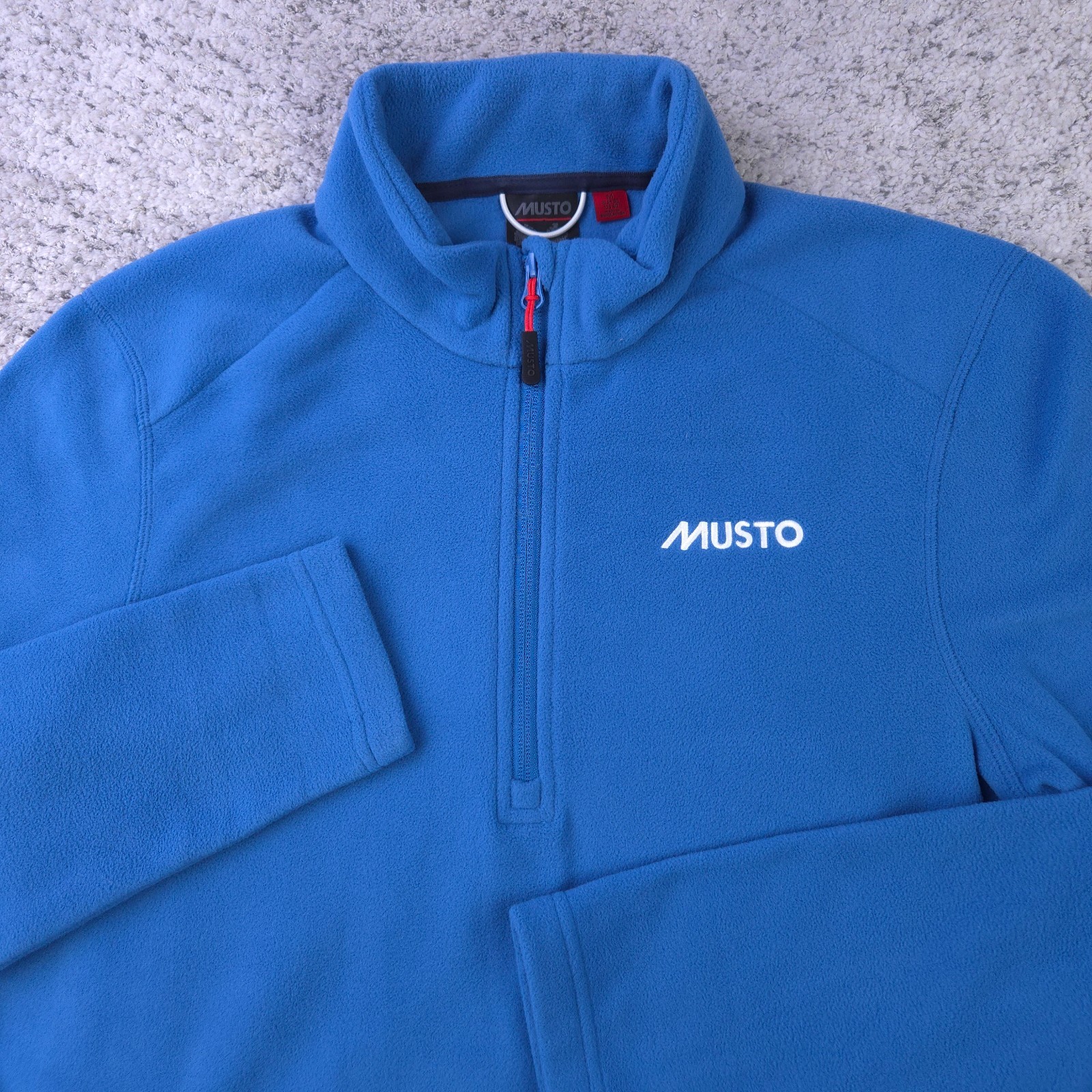 Musto Fleece Sweater Mens Medium Pullover Half Zip Sailing Mock Neck Blue GUC