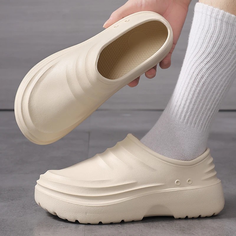 Share Men’s Chef Work Shoes Non Slip Oil Resistant Kitchen Clogs Waterproof Brea
