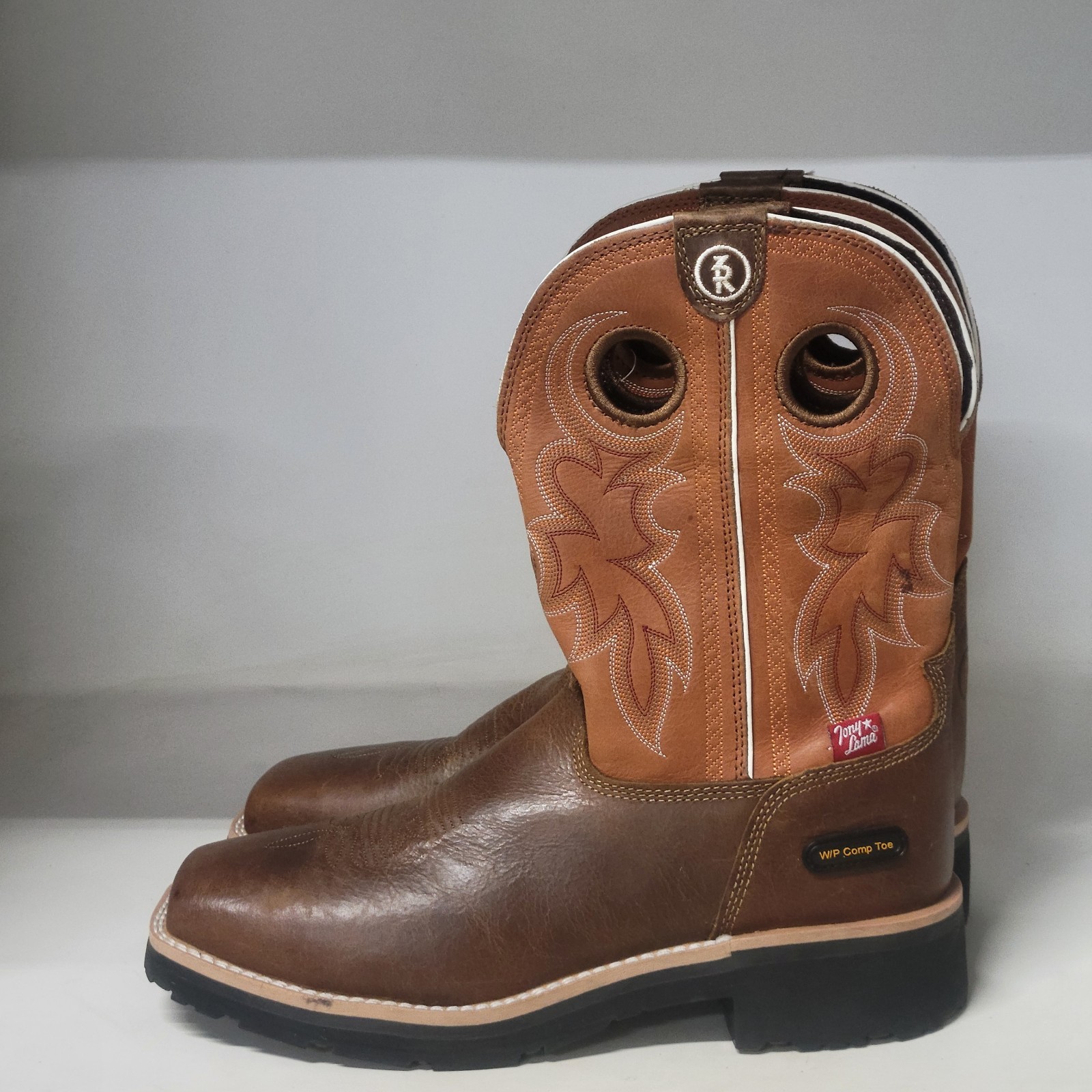 Tony Lama Comanche Compt Toe Boot Brown (LEFT 9.5D / RIGHT 9.5EE)