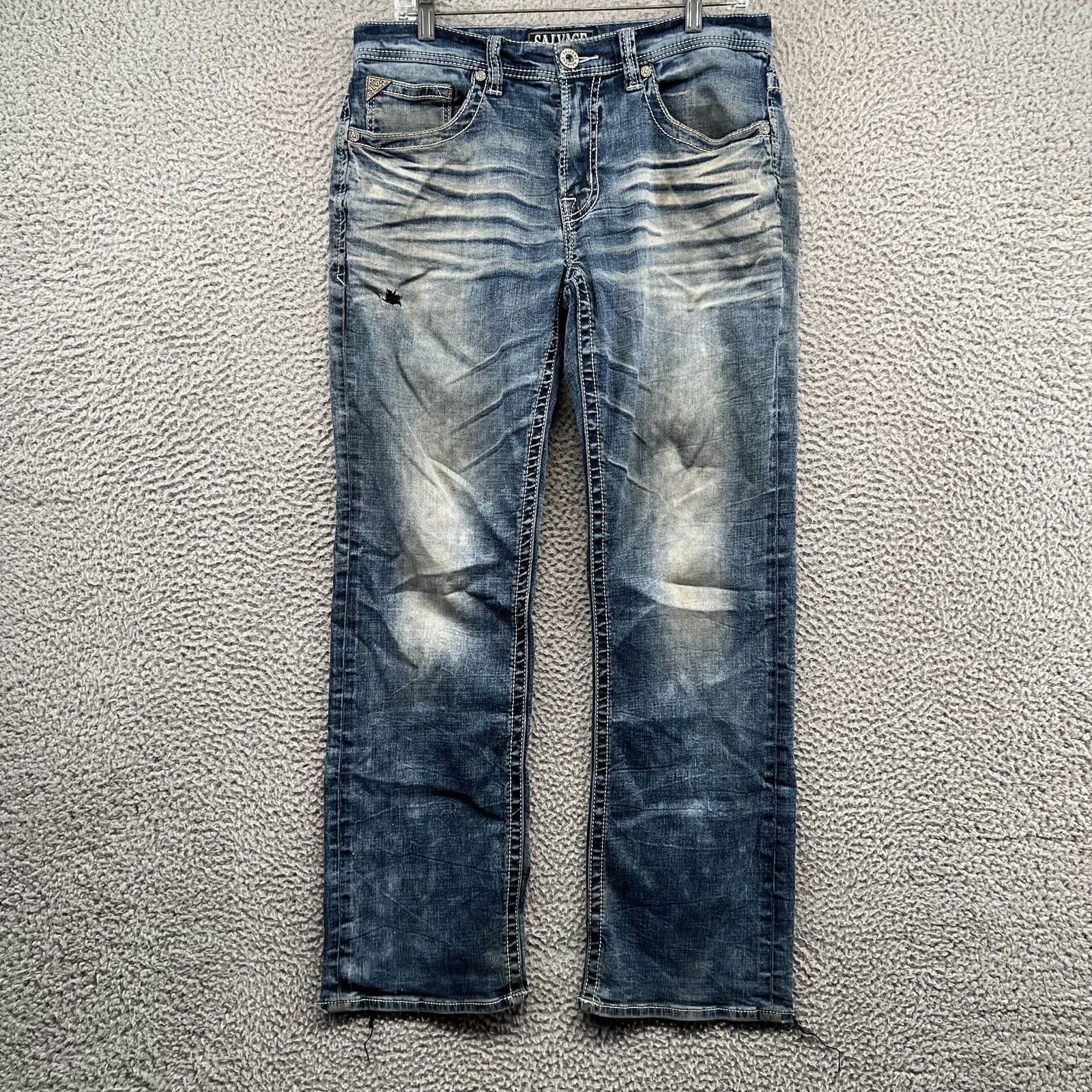 Salvage Mayhem Boot Jeans Mens 32 R Fit 33×32 Blue Denim Pants BKE Buckle Cut