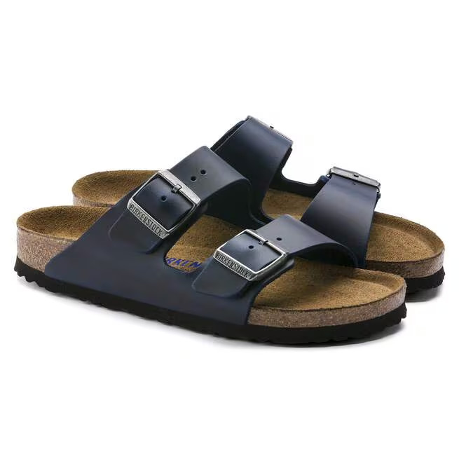 Birkenstock Arizona Blue Birko-Flor Leather Unisex Sandals Size EU 37-45