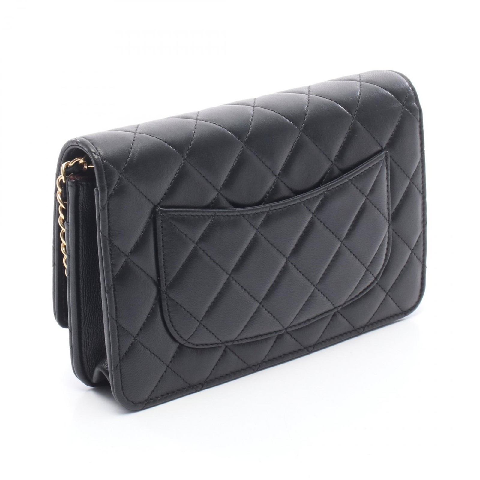 CHANEL Matelasse Chain Shoulder Bag Lambskin Black GHW Used Women