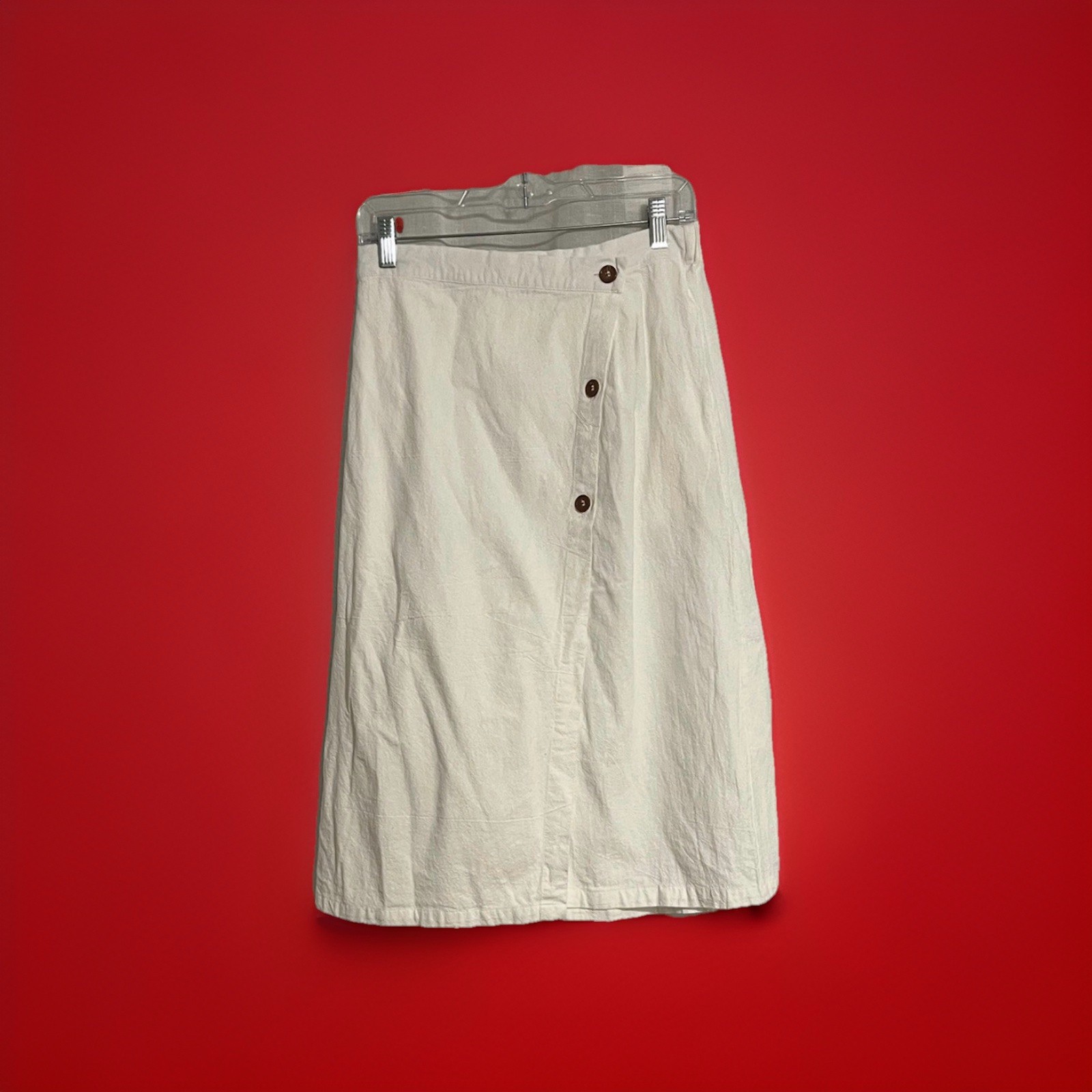 Chartou Collection Midi Wrap Linen Blend Skirt White Women’s Large A-Line NWT
