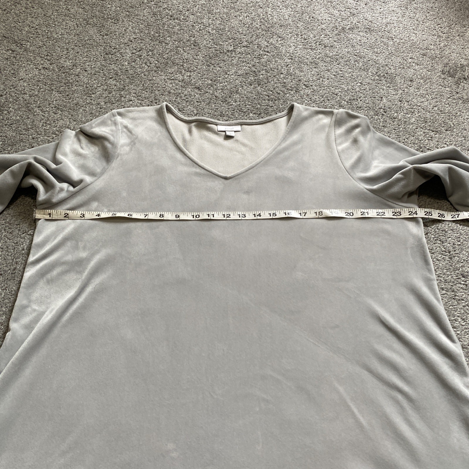 Pure J Jill Womens XL Velour Tunic Top Long Sleeve Velvet Silver Gray Vneck Cozy
