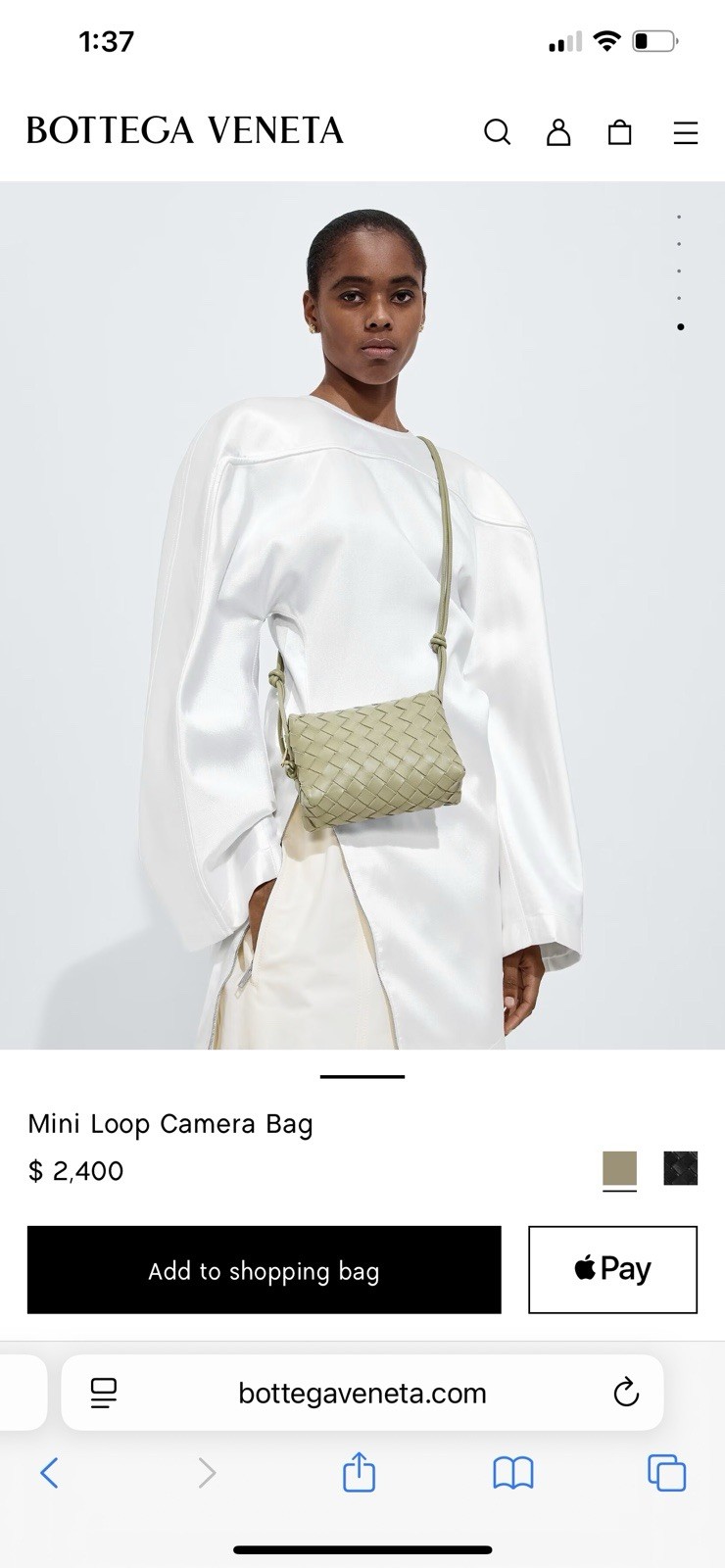 Bottega Veneta Mini Loop Camera Bag Intrecciato Travertine Crossbody Shoulder