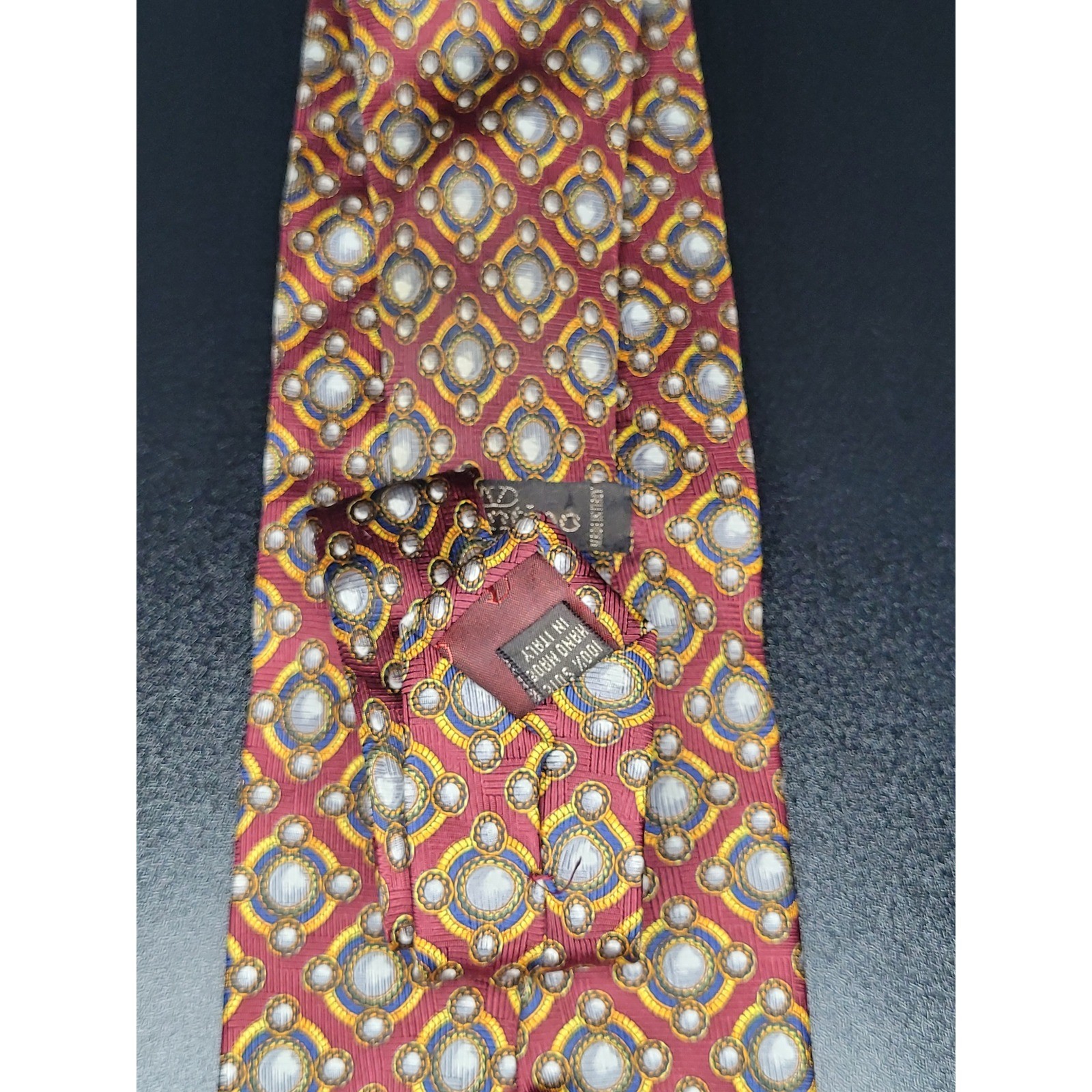 Valentino Men’s Necktie Burgundy Geometric Silk 3.75″ x 57″ Excellent