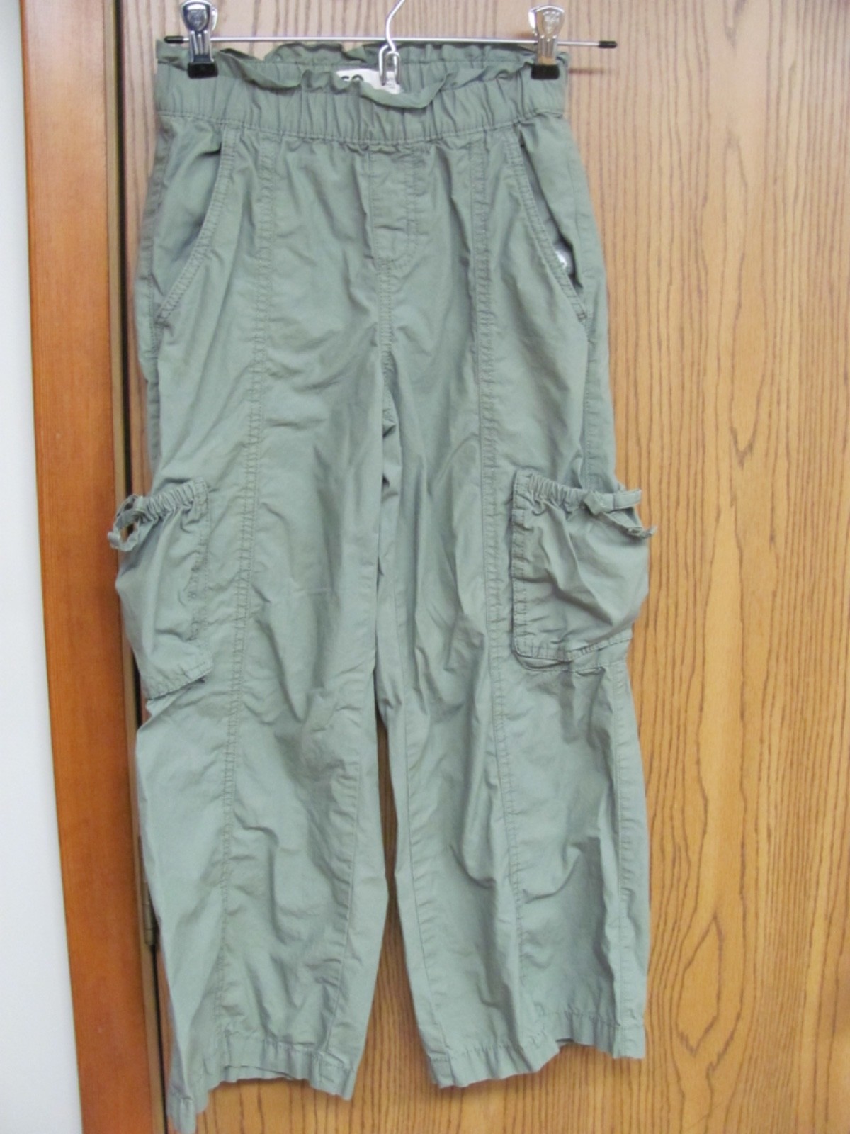 SO Girls Green Cargo Pants S (6/7) Cotton Pull-On Elastic Waist Pockets