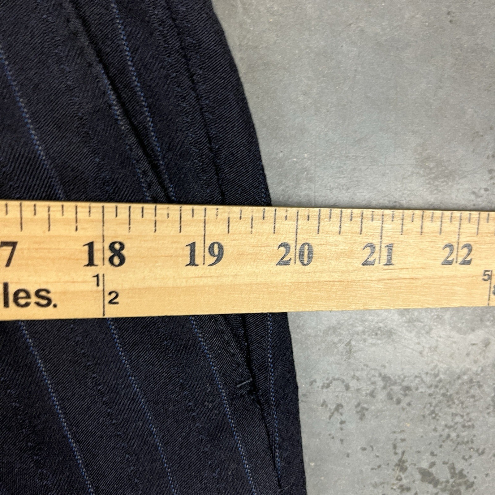 Vintage Wool Blend Pants Mens 32×32 Blue Flaws Distressed Preppy Stripes Preowne