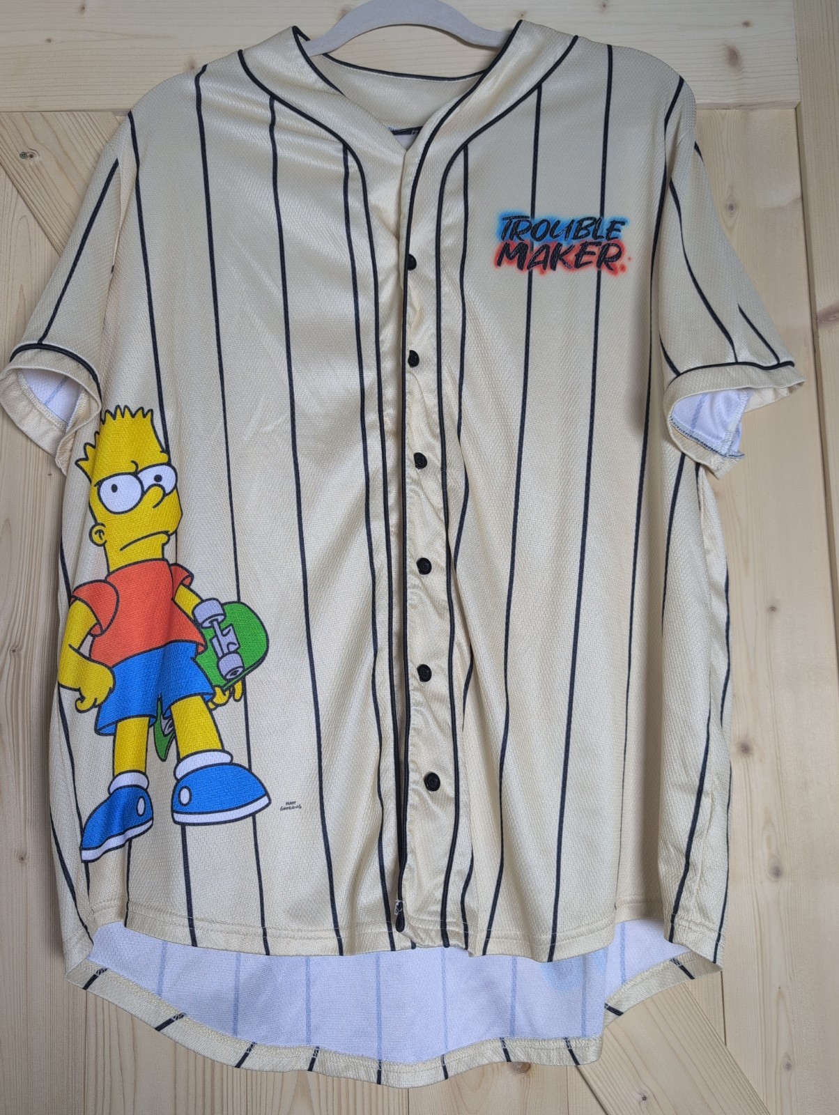 Bart Simpson’s Trouble Maker Cartoon Baseball Jersey Size L