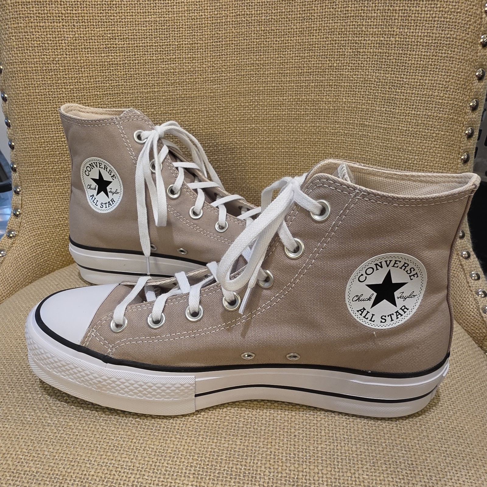 CONVERSE CHUCK TAYLOR ALL STAR LIFT PLATFORM HIGH TOP SNEAKERS A06139F HTF TAUPE