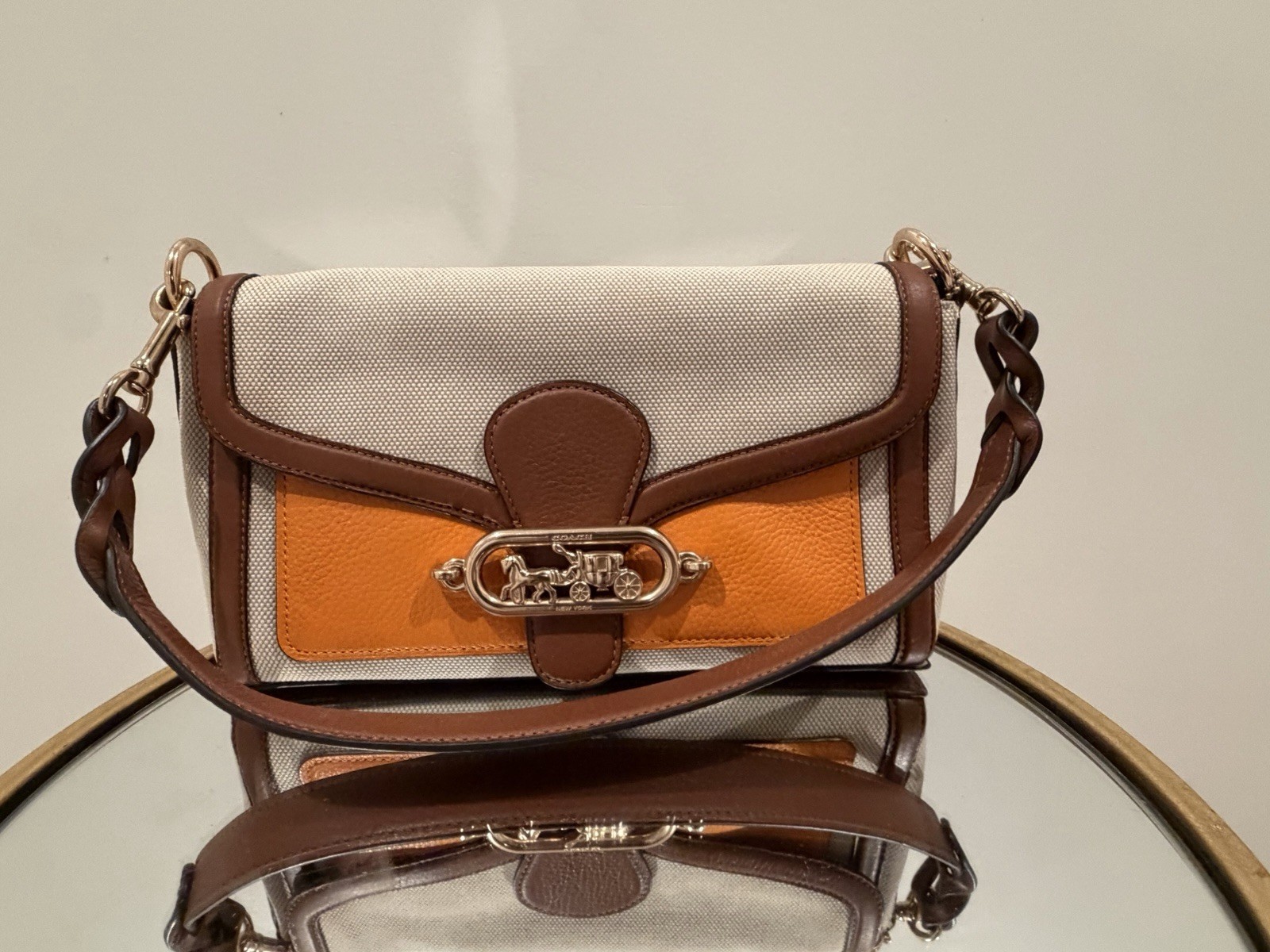 Coach Colorblock Horse Carriage Small Crossbody Turn Lock/Zip Gold Hardware
