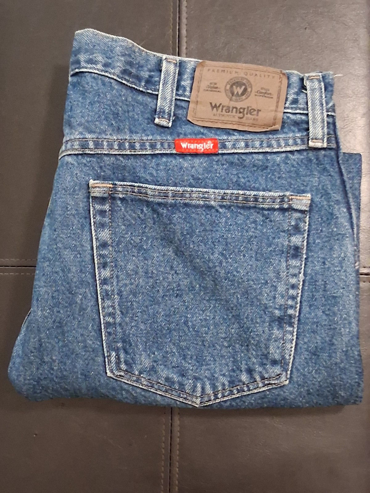 Wrangler Jeans 5 Star Premium Dark Stonewash 35×30 Regular Straight, Higher Rise