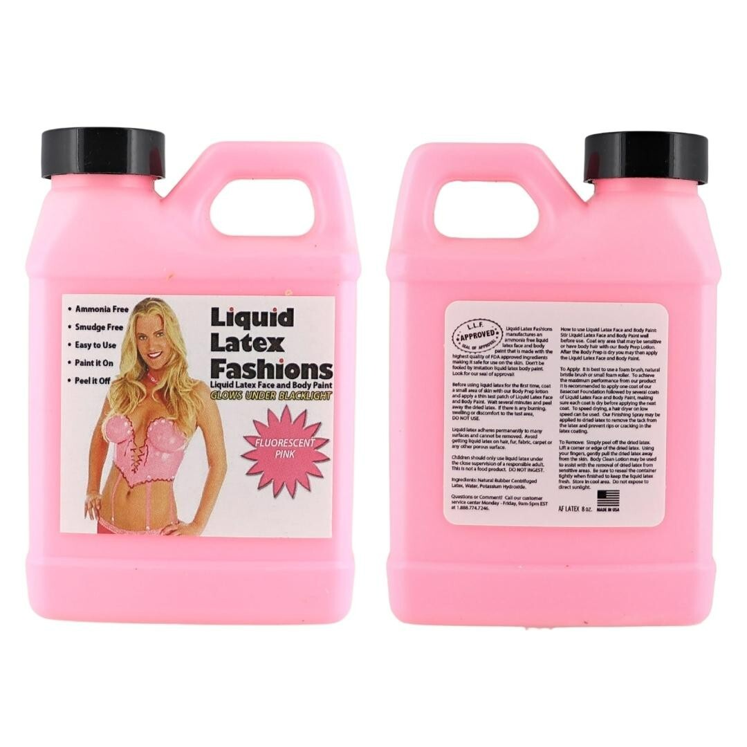 Latex Fluorescent Pink 8 Fl Oz, Face and Body Paint GLOWS UNDER BLACKLIGHT!