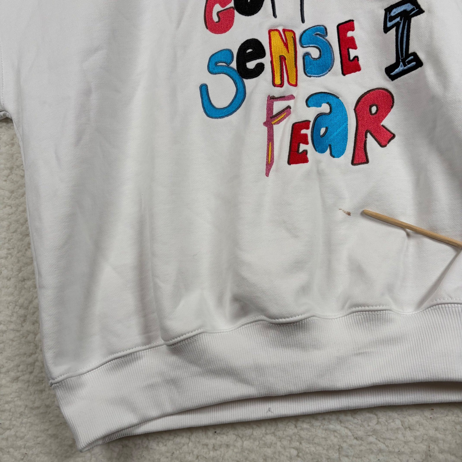 Mitch Flippo MFG Thats Common Sense I Fear White Graphic Sweatshirt Medium