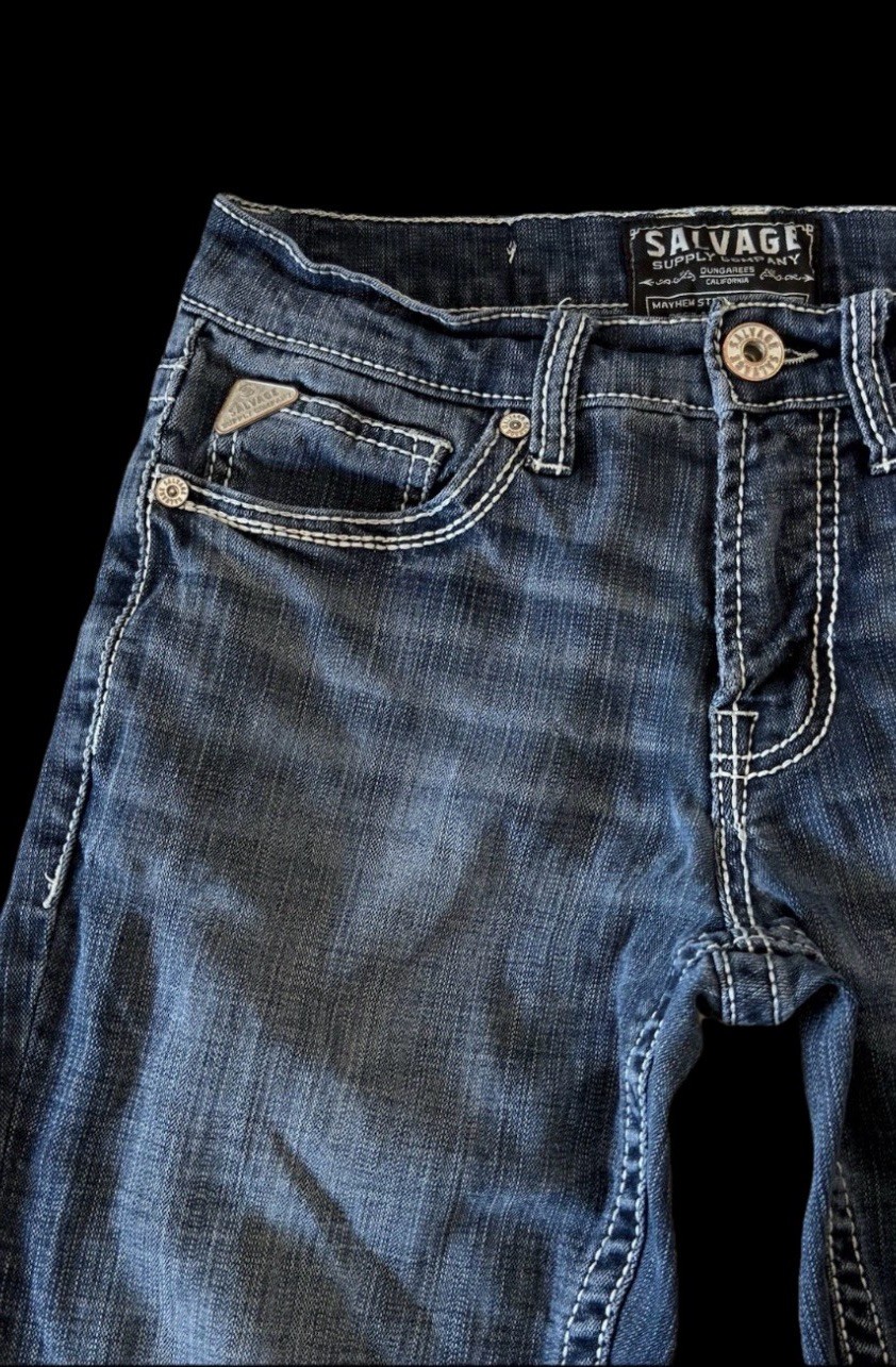 Salvage Supply Mayhem Straight Stretch Buckle Jeans ~ Men’s Size 30 x 32/30