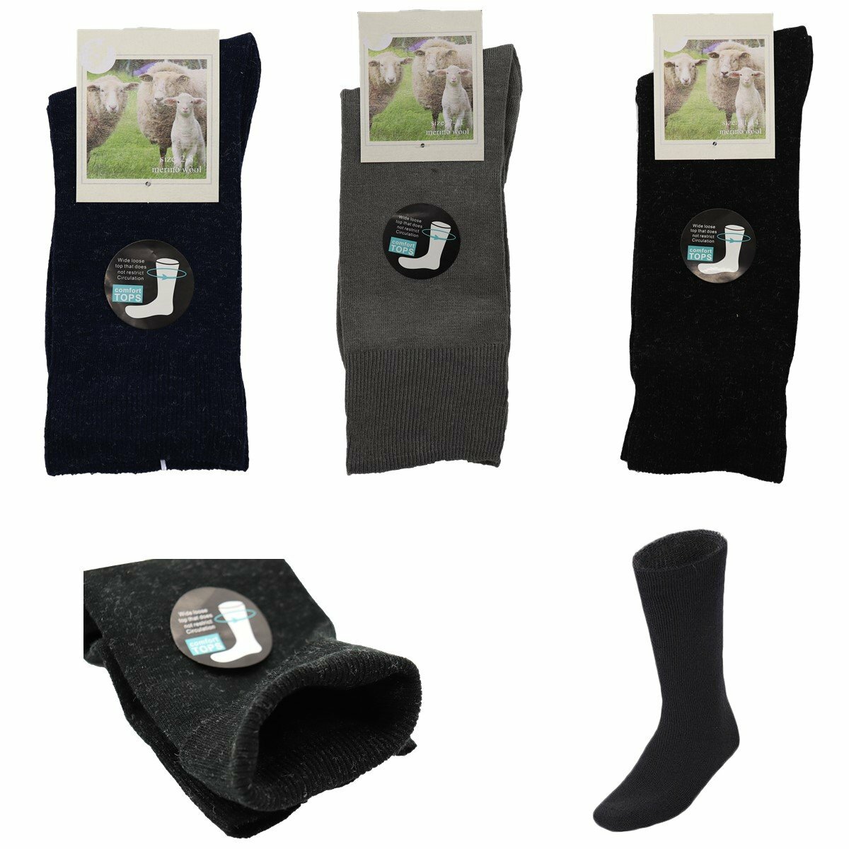 6x Merino Wool Loose Diabetic Top Thermal Socks Medical Wide Comfort Circulation