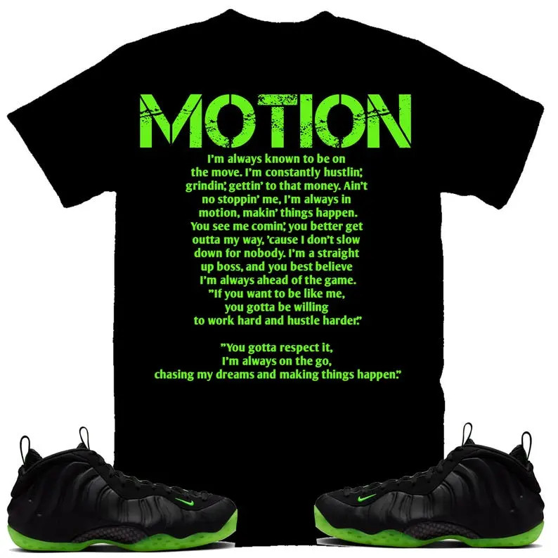 Motion Shirt to Match Foamposite Volt, Foamposite One Black and Volt