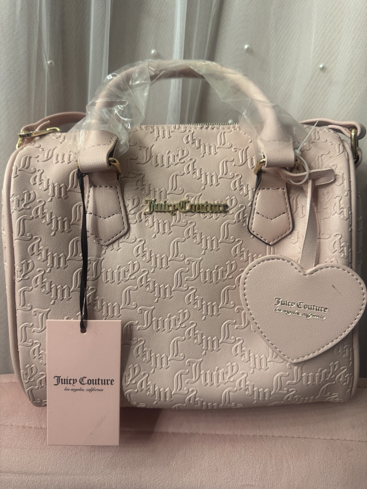 JUICY COUTURE Bag Bestseller Fame Crossbody Satchel – Pink Clay Deboss NWT