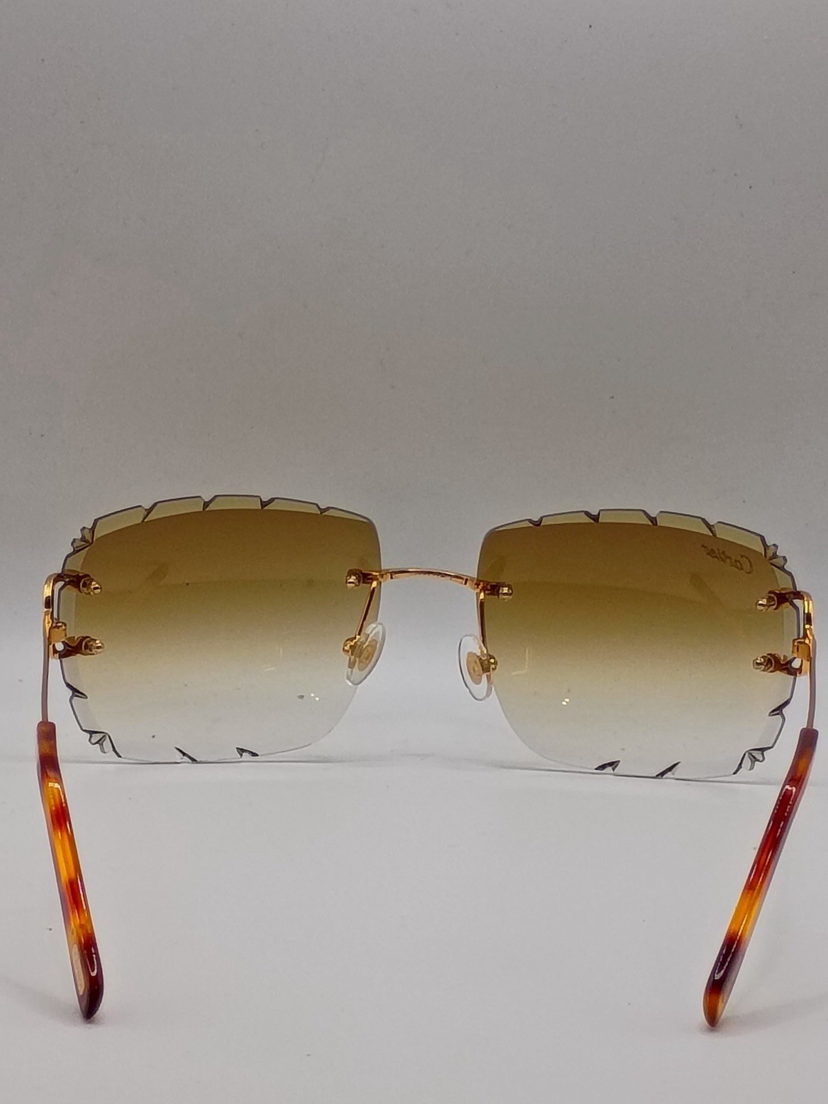 Cartier C Wire Diamond cut Gradient Brown Men’s Sunglasses Gold CT00920 001