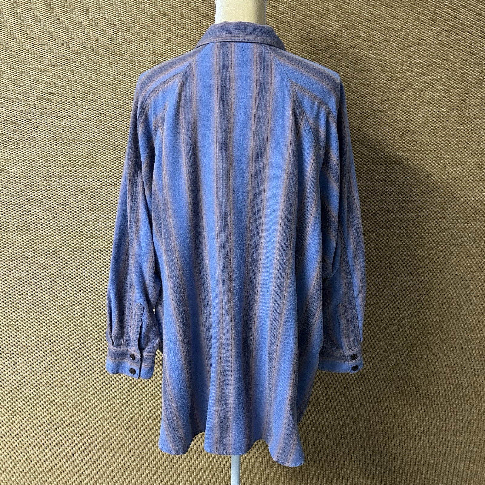 BDG Urban Outfitters Brendan Flannel Shirt Womens M Blue Tan Stripe Oversized