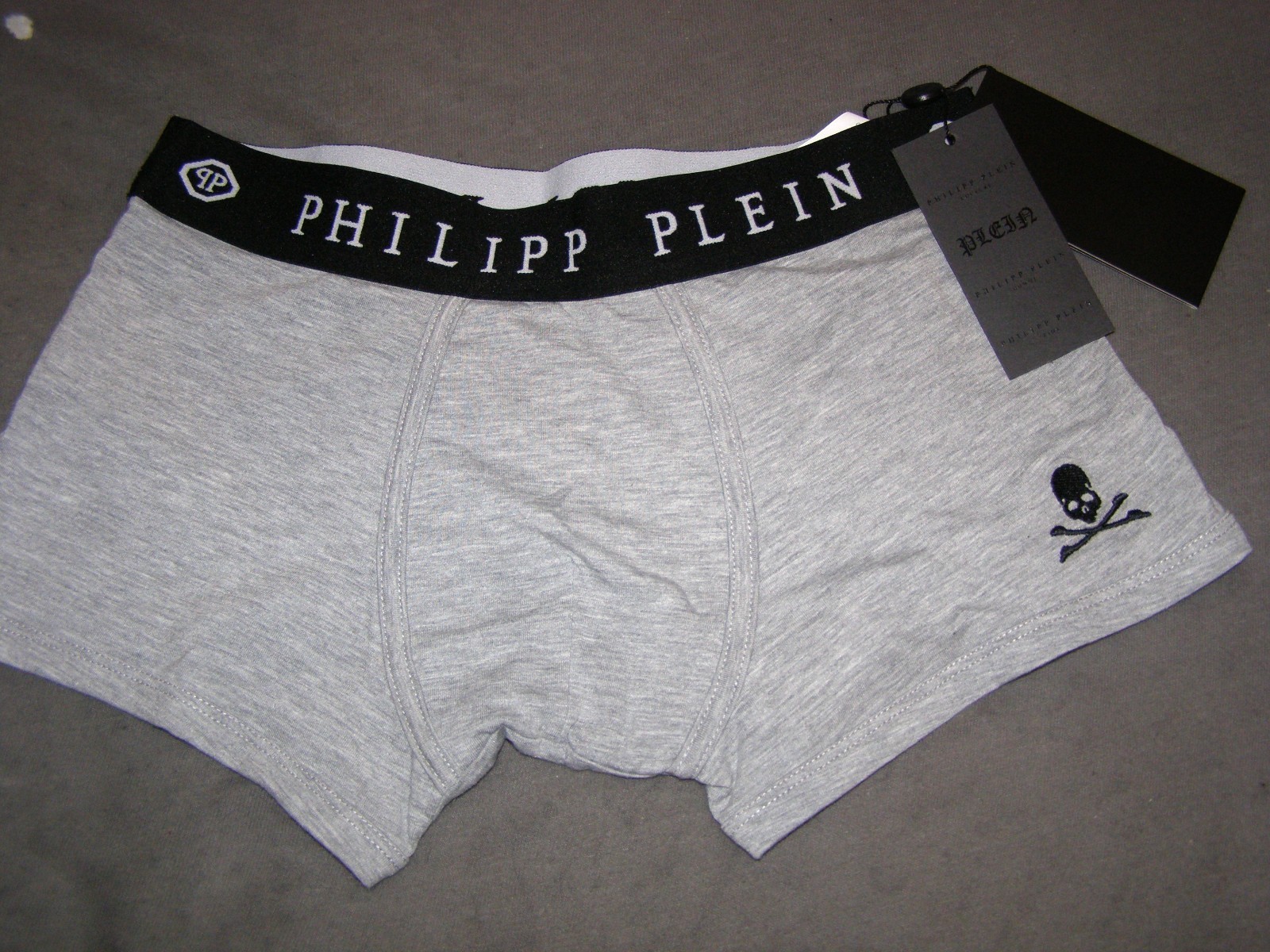 PHILIPP PLEIN Exclusive Luxury Underwear, 2 Pack Skull, GREY, Size S – NEW