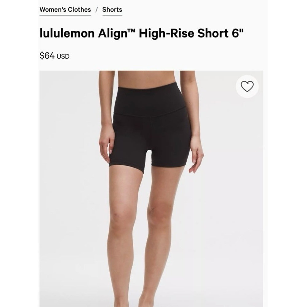 NEW women’s size 4 Lululemon Align High-Rise black biker shorts. 6 inches.