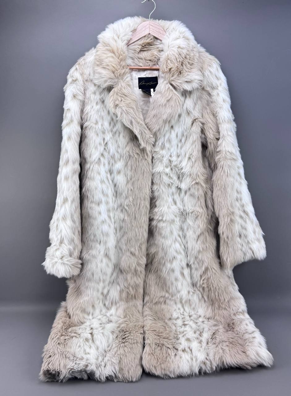 Dennis Basso Womens Beige Faux Fur Coat Size M
