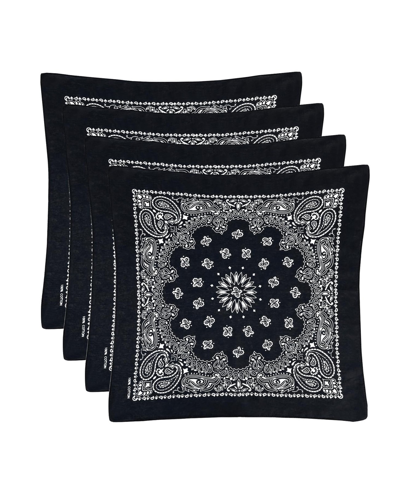 Bycc Bynn Large 27×27 Inch Bandana – 4 Inches, Black+black+black+black