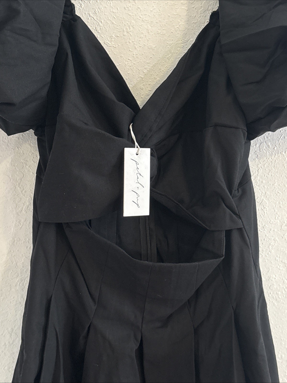Petal & Pup Cutout Black Maxi Balloon Sleeve Dress Zip Back Size XL