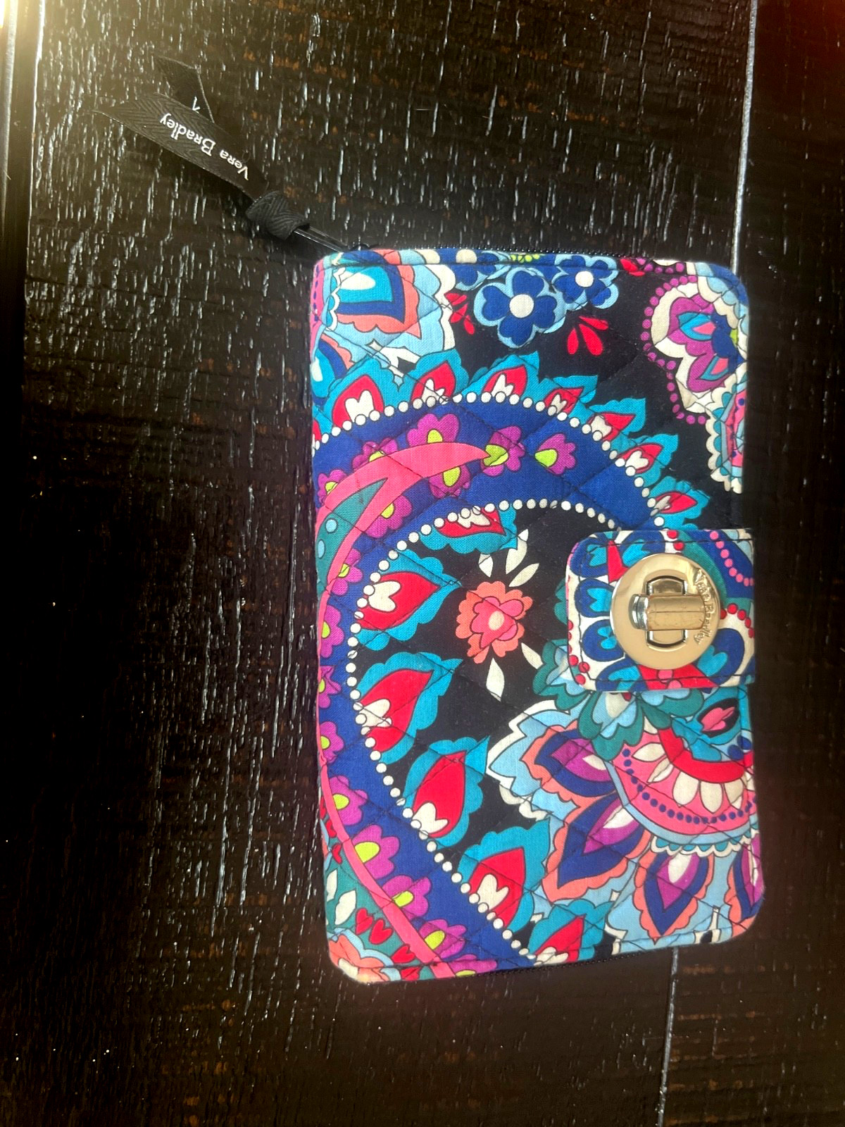 VERA BRADLEY Clutch Wristlet Wallet Bag Push Lock Flap Pocket Julep Tulip Euc