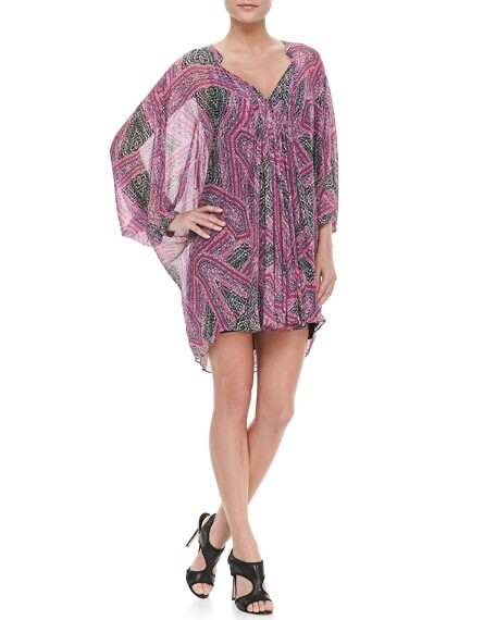 DVF Diane Von Furstenburg size 6 Fleurette Pink Black Sheer Mini Dress 100% silk