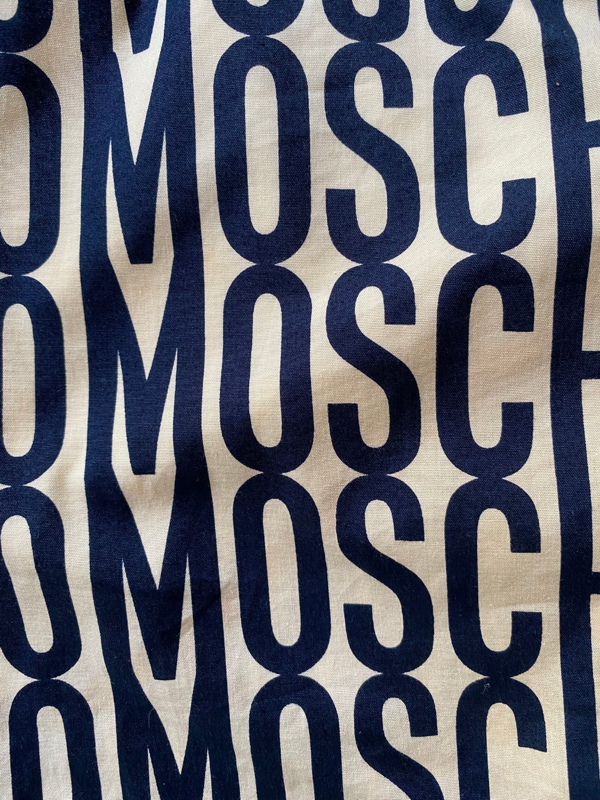 Moschino Mare Swim Shorts Navy All-over Logo Print IT50 90s Made in Italy New