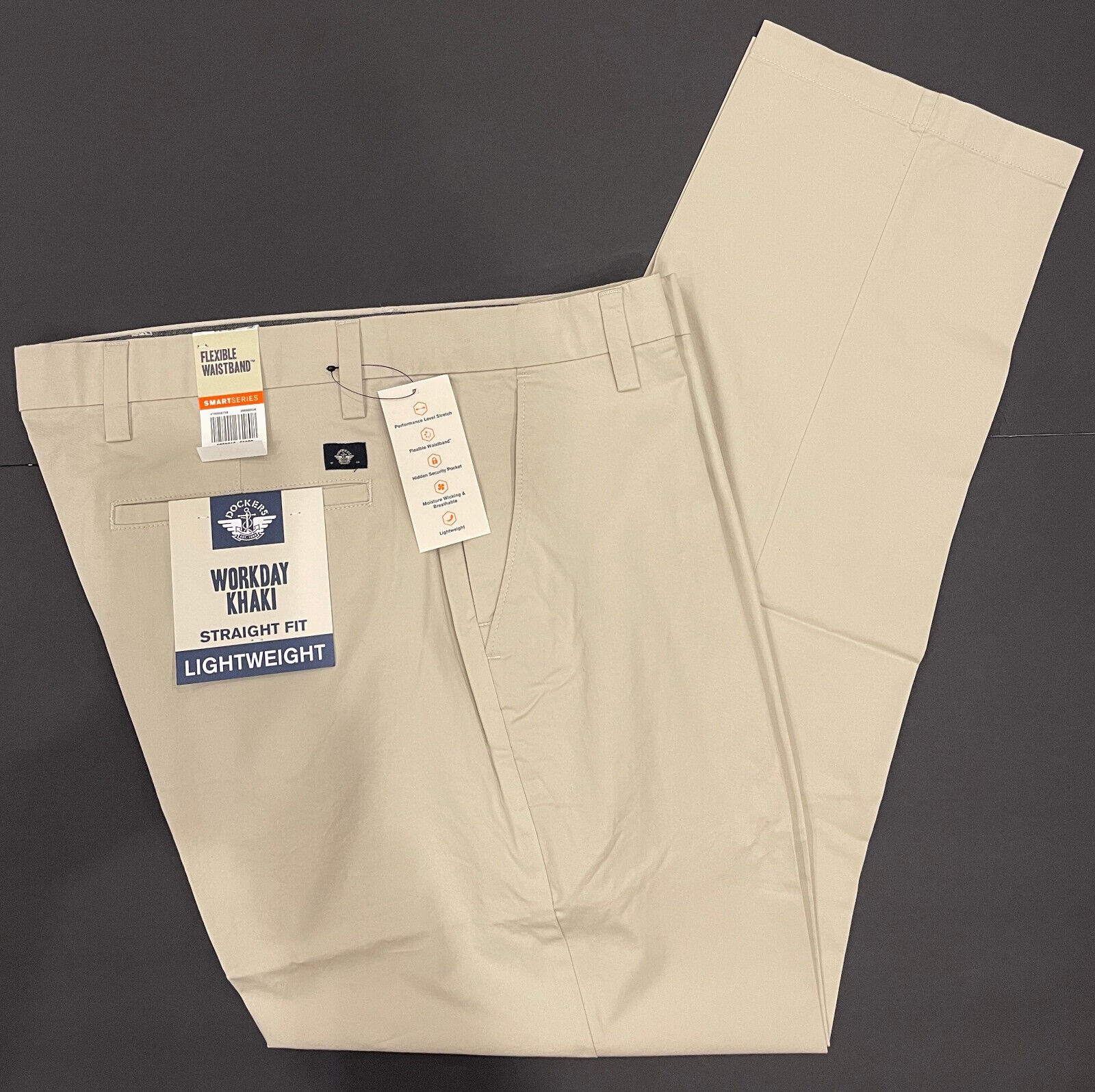 Mens Dockers Workday Khaki Straight Fit Pants Lightweight Ivory 33,34,36, 38, 40