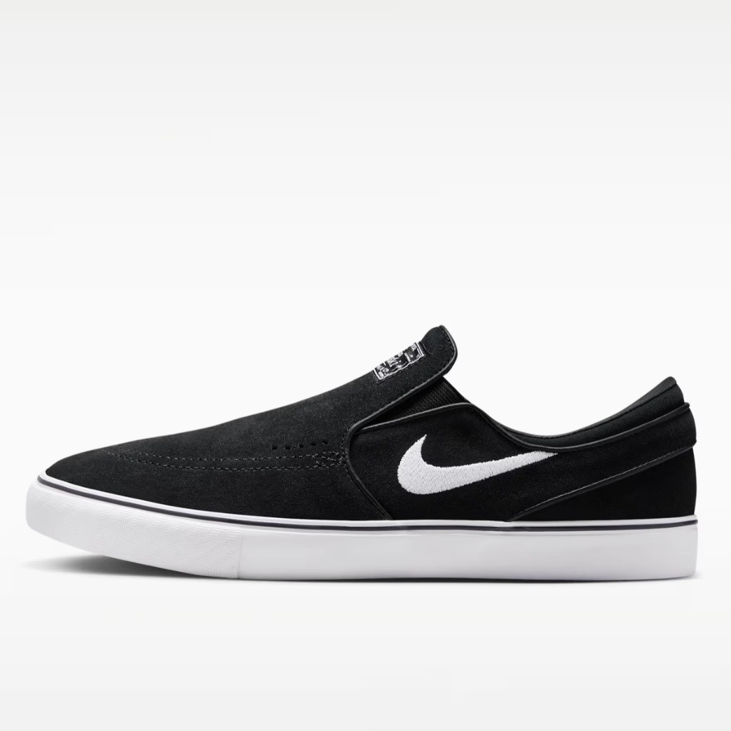 Nike SB Janoski+ Slip Skate Shoes Mens 7.5 Black White FN5893-001 Suede Sneaker