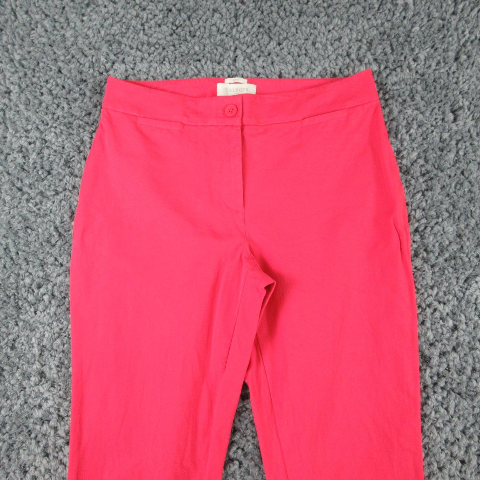 Talbots Pants Womens 6 Pink Capri Curvy Twill Flat Front Zip Button Hem 30×25.5*