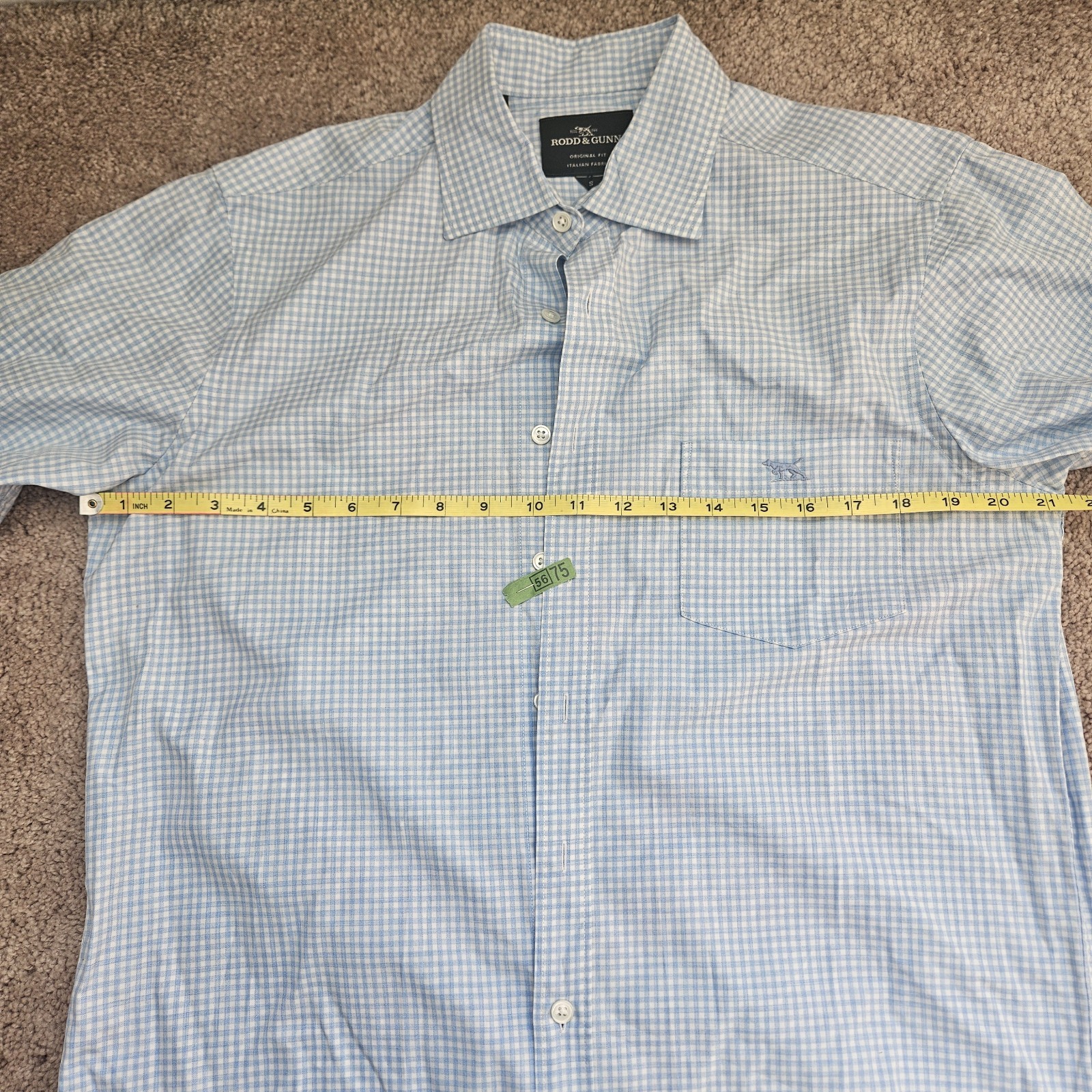 Rodd & Gunn Button Down Shirt Light Blue Check Glacier Mens S 100% Cotton LP5781