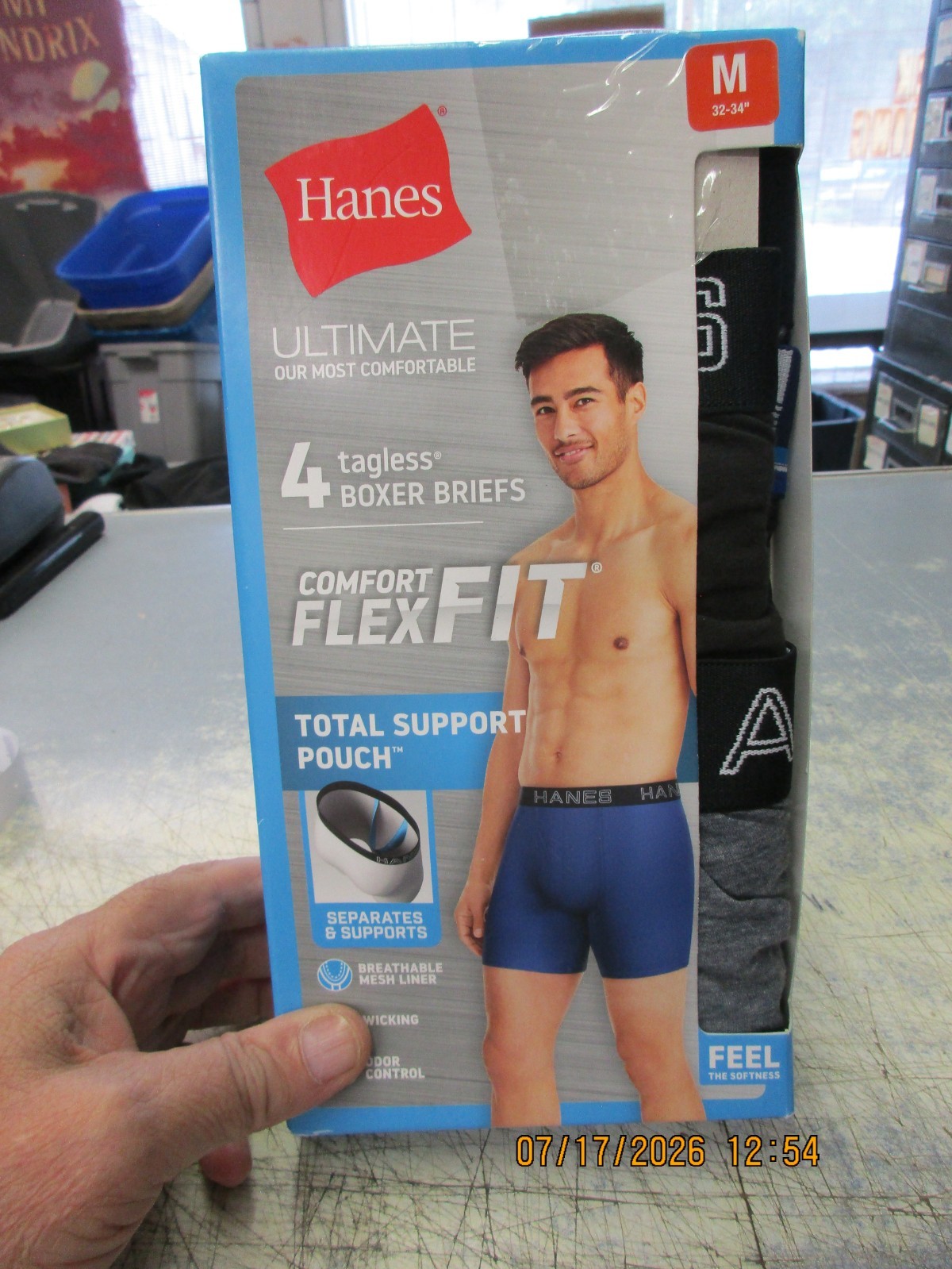 Hanes Men 4 Pack Boxer Briefs Sport X-Temp Size Medium 32-34 FREE Ship