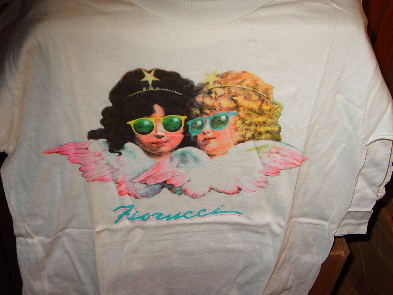 FIORUCCI 1980’s VINTAGE ANGELS SHIRT -White, NEW OLD STOCK SIZE SMALL