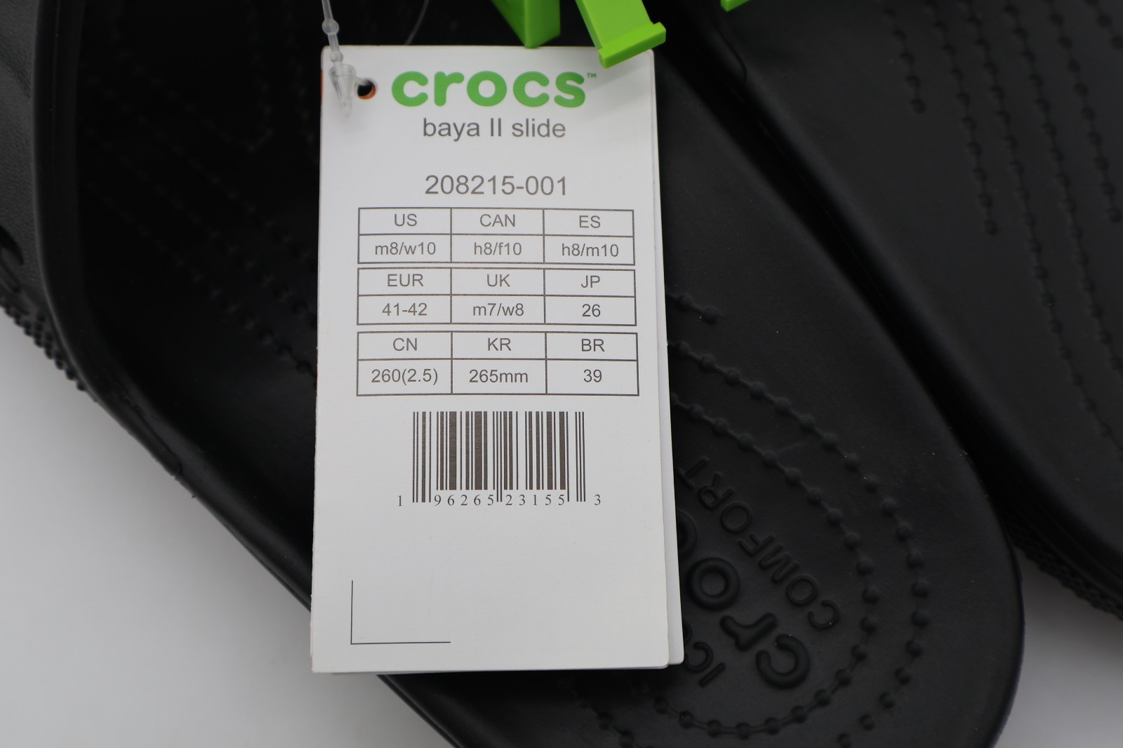 Crocs Adult Baya II Slide Sandals Black Size M8 / W10 NWT