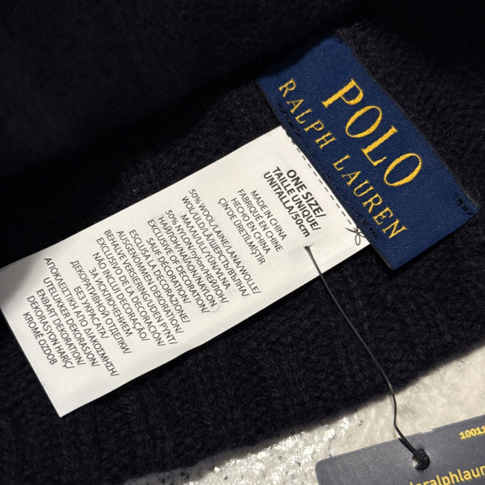 New Polo Ralph Lauren Wool Blend Ribbed Cuff Beanie Navy Pony Red Logo Men’s