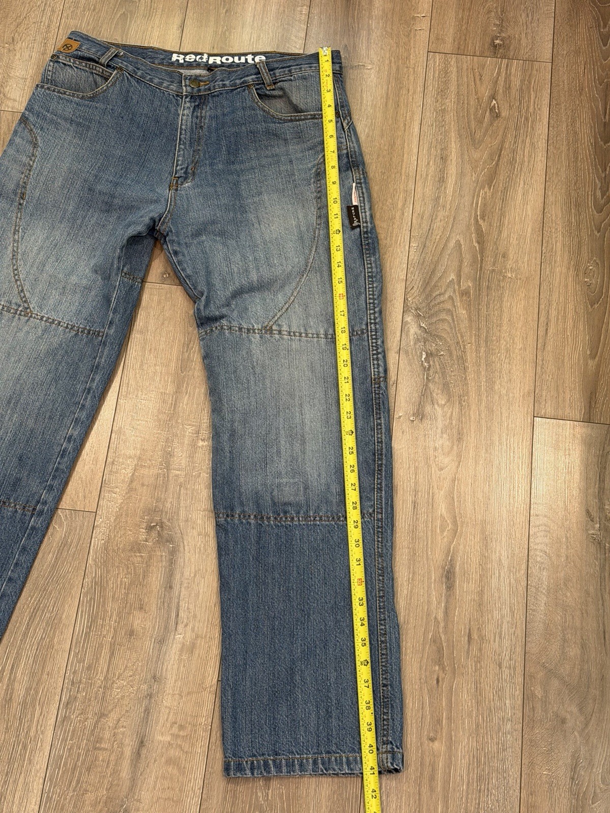 RED ROUTE Men’s Motorcycle Riding “made with Kevlar” Blue Jeans 34×32 Regular