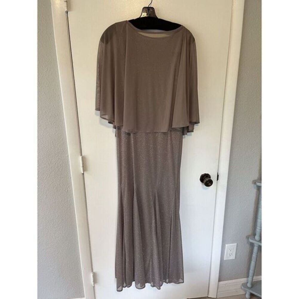 Alex Evenings Dress Gown Woman’s Size 8 Elegant Formal Chiffon Cape Mother Bride