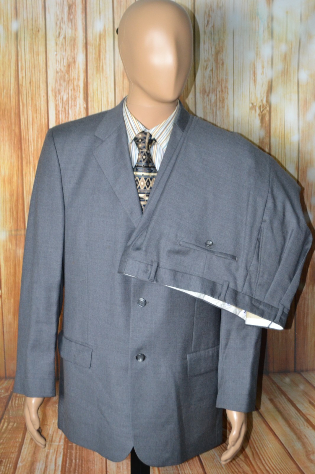 Pronto Uomo Men Angelico Super 100s Gray 3 Button Suit Sz 42R Wst 36×30